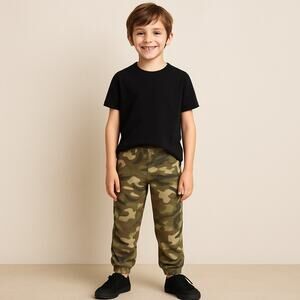 Children’s Place Boys Camo Jogger Pants Size 10 Green Brown 100% Cotton